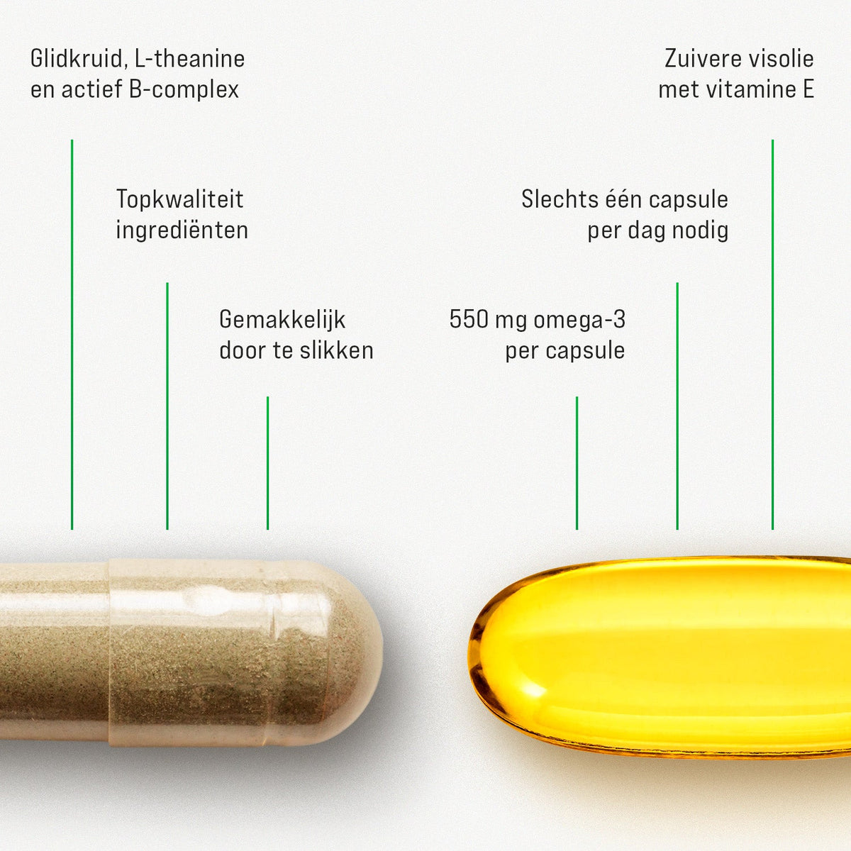 L-theanine, Omega-3 en Glidkruid pakket (LT + O3)